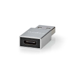Nedis USB-A Adapter | USB 3.2 Gen 1 | USB-A Han | USB-C™ Hunn | 5 Gbps | Rund | Nikkel belagt | Sølv | Deksel Vindusboks