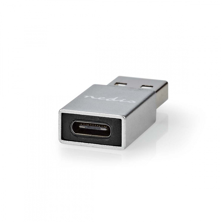 Nedis USB-A Adapter | USB 3.2 Gen 1 | USB-A Han | USB-C™ Hunn | 5 Gbps | Rund | Nikkel belagt | Sølv | Deksel Vindusboks