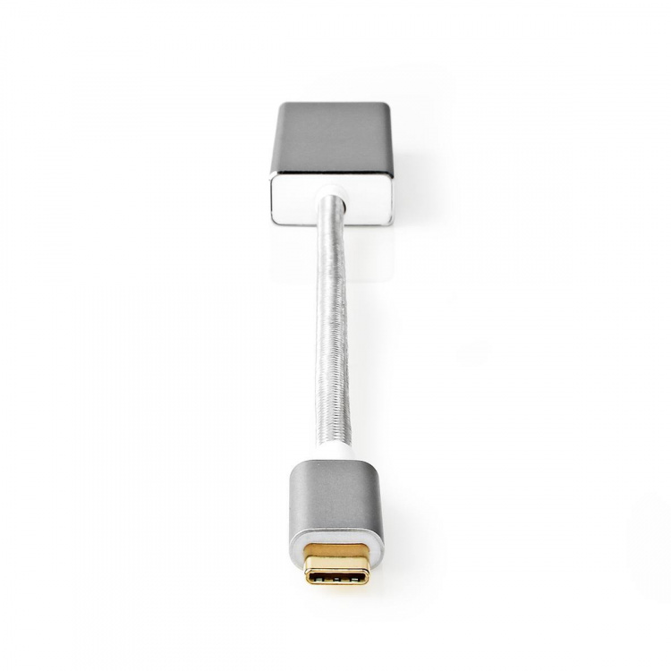 Nedis USB-C™ Adapter | USB 3.2 Gen 1 | USB-C™ Hann | DisplayPort Hun | 0.20 m | Rund | Gull belagt | Flettet / Nylon | Sølv | Deksel Vindusboks