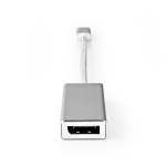 Nedis USB-C™ Adapter | USB 3.2 Gen 1 | USB-C™ Hann | DisplayPort Hun | 0.20 m | Rund | Gull belagt | Flettet / Nylon | Sølv | Deksel Vindusboks