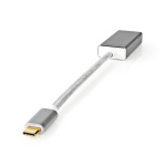 Nedis USB-C™ Adapter | USB 3.2 Gen 1 | USB-C™ Hann | DisplayPort Hun | 0.20 m | Rund | Gull belagt | Flettet / Nylon | Sølv | Deksel Vindusboks