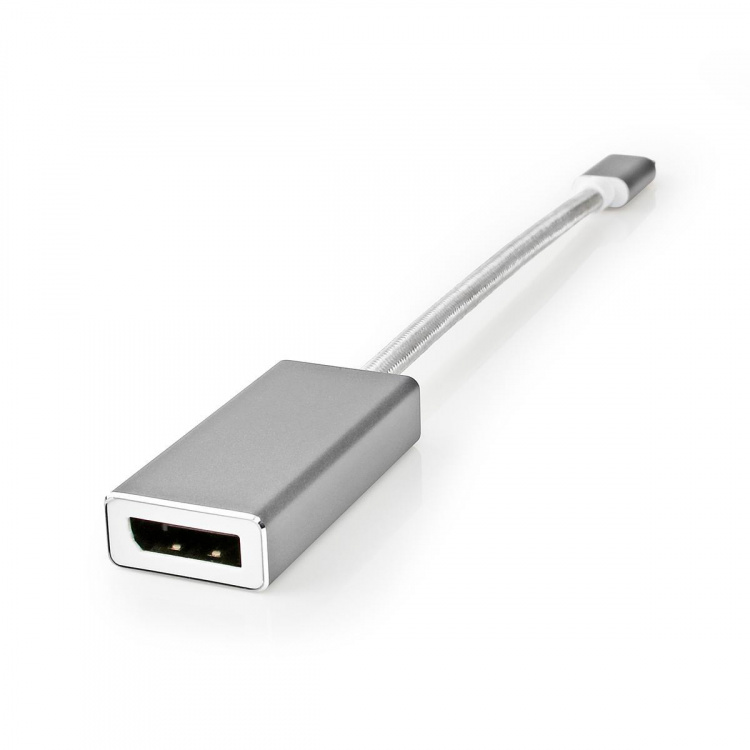 Nedis USB-C™ Adapter | USB 3.2 Gen 1 | USB-C™ Hann | DisplayPort Hun | 0.20 m | Rund | Gull belagt | Flettet / Nylon | Sølv | Deksel Vindusboks