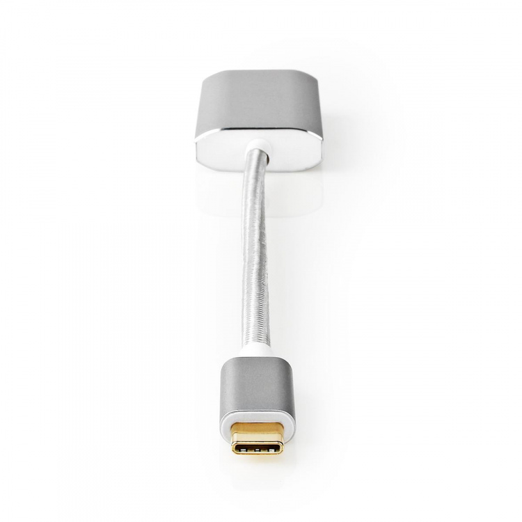 Nedis USB-C™ Adapter | USB 3.2 Gen 1 | USB-C™ Hann | DisplayPort Hun / USB-C™ Hunn | 4K@60Hz | Power delivery | 0.20 m | Rund | Gull belagt | Flettet / Nylon | Sølv | Deksel Vindusboks