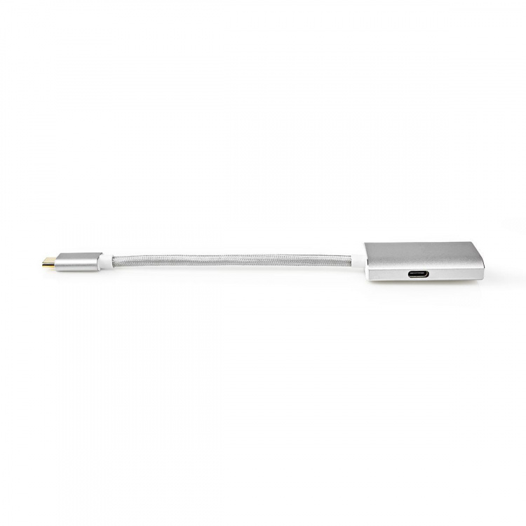 Nedis USB-C™ Adapter | USB 3.2 Gen 1 | USB-C™ Hann | DisplayPort Hun / USB-C™ Hunn | 4K@60Hz | Power delivery | 0.20 m | Rund | Gull belagt | Flettet / Nylon | Sølv | Deksel Vindusboks