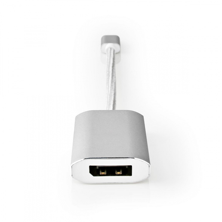 Nedis USB-C™ Adapter | USB 3.2 Gen 1 | USB-C™ Hann | DisplayPort Hun / USB-C™ Hunn | 4K@60Hz | Power delivery | 0.20 m | Rund | Gull belagt | Flettet / Nylon | Sølv | Deksel Vindusboks