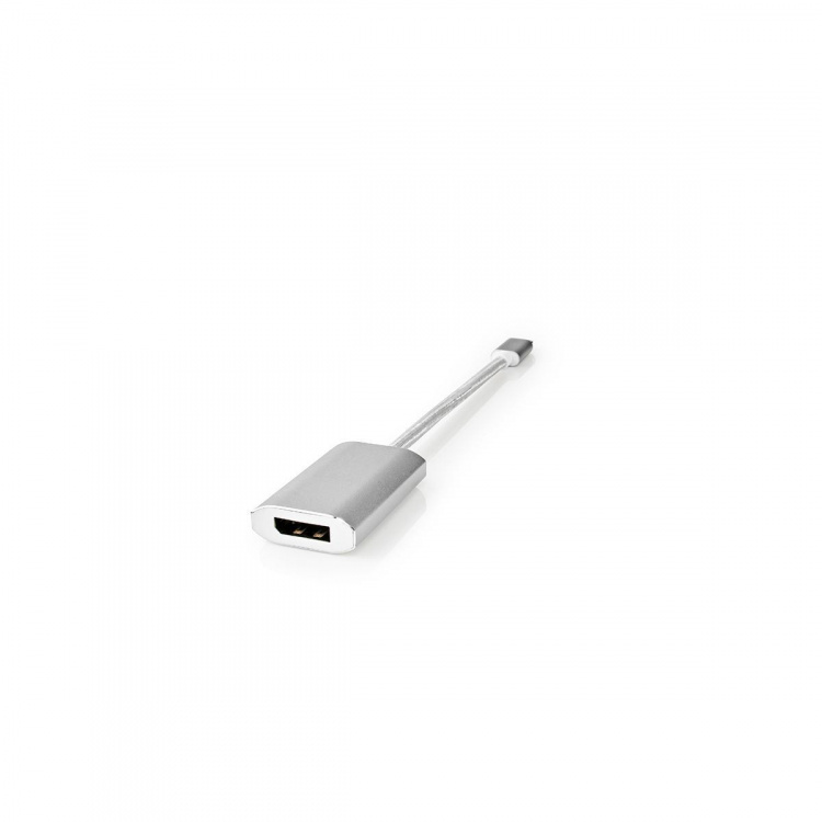Nedis USB-C™ Adapter | USB 3.2 Gen 1 | USB-C™ Hann | DisplayPort Hun / USB-C™ Hunn | 4K@60Hz | Power delivery | 0.20 m | Rund | Gull belagt | Flettet / Nylon | Sølv | Deksel Vindusboks