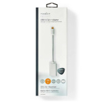 Nedis USB-C™ Adapter | USB 3.2 Gen 1 | USB-C™ Hann | DisplayPort Hun / USB-C™ Hunn | 4K@60Hz | Power delivery | 0.20 m | Rund | Gull belagt | Flettet / Nylon | Sølv | Deksel Vindusboks