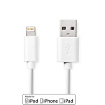 Nedis Lightning Kabel | USB 2.0 | Apple Lightning 8-Pinners | USB-A Han | 480 Mbps | Nikkel belagt | 3.00 m | Rund | PVC | Hvit | Label Nedis Lightning Kabel | USB 2.0 | Apple Lightning 8-Pinners | USB-A Han | 480 Mbps | Nikkel belagt | 3.00 m | Rund | PVC | Hvit | Label