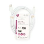 Nedis Lightning Kabel | USB 2.0 | Apple Lightning 8-Pinners | USB-A Han | 480 Mbps | Nikkel belagt | 3.00 m | Rund | PVC | Hvit | Label Nedis Lightning Kabel | USB 2.0 | Apple Lightning 8-Pinners | USB-A Han | 480 Mbps | Nikkel belagt | 3.00 m | Rund | PVC | Hvit | Label