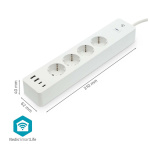 Nedis SmartLife Power Strip | 2x USB-A / 2x USB-C™ / 4x plug with earth contact (CEE 7/3) | 16 A | 3680 W | 2.00 m | 0 - 55 °C | Android™ / IOS | Hvit