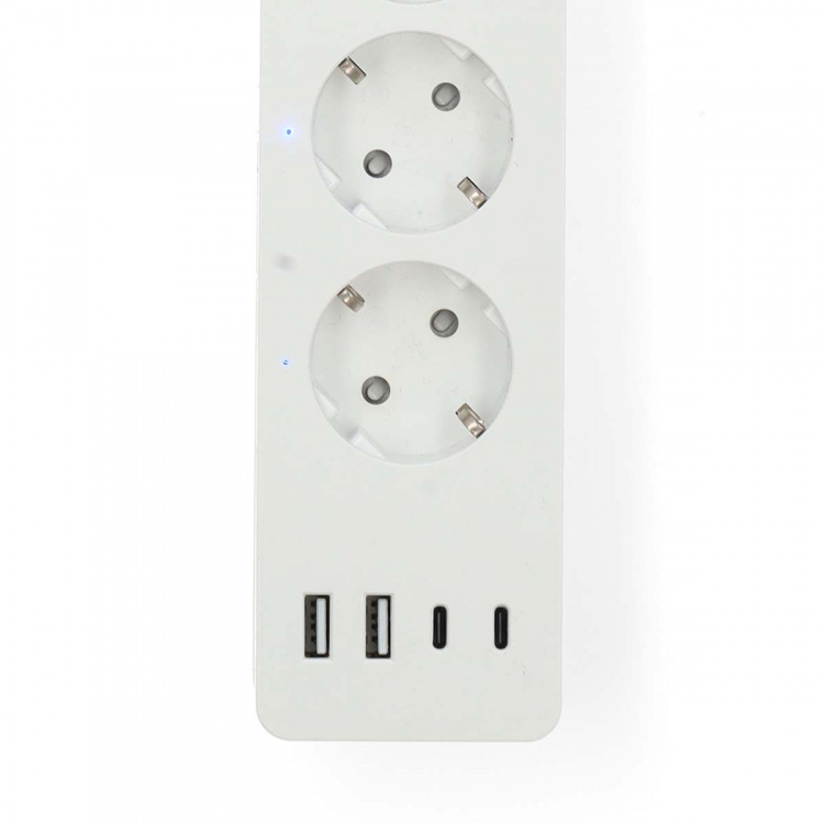 Nedis SmartLife Power Strip | 2x USB-A / 2x USB-C™ / 4x plug with earth contact (CEE 7/3) | 16 A | 3680 W | 2.00 m | 0 - 55 °C | Android™ / IOS | Hvit
