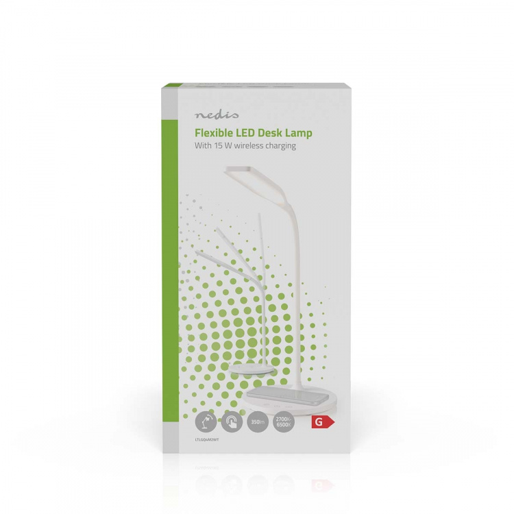 Nedis LED-lampe med trådløs lader | Dimmer - På produkt | LED | 15 W | Med dimming | Kald Hvit / Natural Hvit / Varm Hvit | 2700 - 6500 K