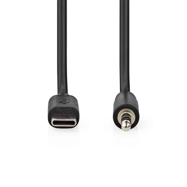 Nedis USB-C™ Adapter | USB 2.0 | USB-C™ Hann | 3.5 mm Han | 1.00 m | Rund | Nikkel belagt | Sort | Label