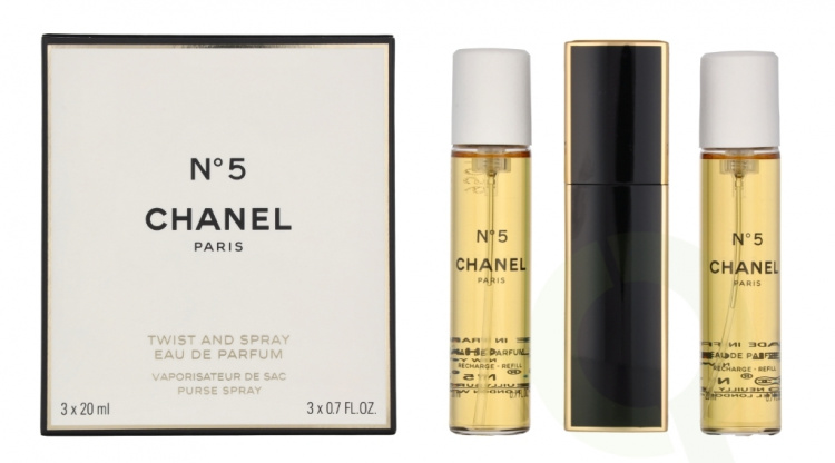 Chanel No 5 Gavesett 60 ml 2x Edp Spray Refill 20Ml/1x Edp Spray 20Ml - Twist and Spray