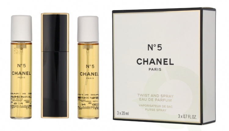 Chanel No 5 Gavesett 60 ml 2x Edp Spray Refill 20Ml/1x Edp Spray 20Ml - Twist and Spray
