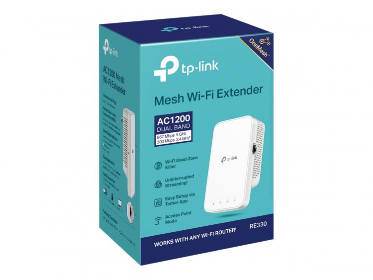 TP-LINK RE330 V1 WiFi-rekkeviddeforlenger Veggmontert