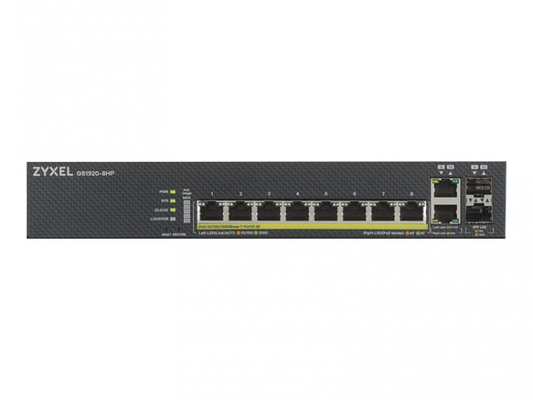 Zyxel GS1920-8HPv2 Switch 8-ports Gigabit PoE+-switch Zyxel GS1920-8HPv2 Switch 8-ports Gigabit PoE+-switch
