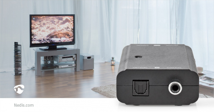 Nedis Digital Audio Converter | 2-veis | Inngang for lyd-/video-/datatilkoblinger: 1x S/PDIF (RCA) Female / 1x Toslink Female | Utgang for lyd-/video-/datatilkoblinger: 1x S/PDIF (RCA) Female / 1x TosLink Female | Manuell | Sort Nedis Digital Audio Converter | 2-veis | Inngang for lyd-/video-/datatilkoblinger: 1x S/PDIF (RCA) Female / 1x Toslink Female | Utgang for lyd-/video-/datatilkoblinger: 1x S/PDIF (RCA) Female / 1x TosLink Female | Manuell | Sort