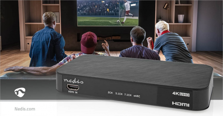 Nedis Digital Audio Converter | 2-veis | Inngang for lyd-/video-/datatilkoblinger: DC Power / 1x HDMI™ Input | Utgang for lyd-/video-/datatilkoblinger: 1x 3.5 mm / 1x TosLink / 3x HDMI™ Output | Automatisk / Trykk på knappen | Antrasitt Nedis Digital Audio Converter | 2-veis | Inngang for lyd-/video-/datatilkoblinger: DC Power / 1x HDMI™ Input | Utgang for lyd-/video-/datatilkoblinger: 1x 3.5 mm / 1x TosLink / 3x HDMI™ Output | Automatisk / Trykk på knappen | Antrasitt