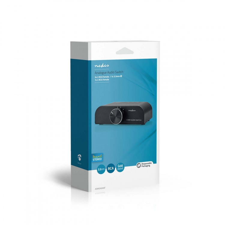 Nedis Analog Audio Switch | 4-Port port(s) | Inngang for lyd-/video-/datatilkoblinger: 1x 3.5 mm Audio Input / 3x (2x RCA Female) | Utgang for lyd-/video-/datatilkoblinger: 1x (2x RCA Female) | Manuell | Metall | Antrasitt Nedis Analog Audio Switch | 4-Port port(s) | Inngang for lyd-/video-/datatilkoblinger: 1x 3.5 mm Audio Input / 3x (2x RCA Female) | Utgang for lyd-/video-/datatilkoblinger: 1x (2x RCA Female) | Manuell | Metall | Antrasitt