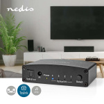 Nedis Digital Audio Switch | 4-veis | Inngang for lyd-/video-/datatilkoblinger: DC Power / 4x TosLink | Utgang for lyd-/video-/datatilkoblinger: TosLink Female | Fjernkontroll / Manuell / Trykk på knappen | Metall | Sort