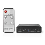 Nedis Digital Audio Switch | 4-veis | Inngang for lyd-/video-/datatilkoblinger: DC Power / 4x TosLink | Utgang for lyd-/video-/datatilkoblinger: TosLink Female | Fjernkontroll / Manuell / Trykk på knappen | Metall | Sort