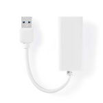 Nedis USB-nettverkskort | USB 3.2 Gen 1 | 1 Gbps | USB-A Han | RJ45 Hun | 0.20 m | Rund | Nikkel belagt | Bare kobber | Hvit | Boks