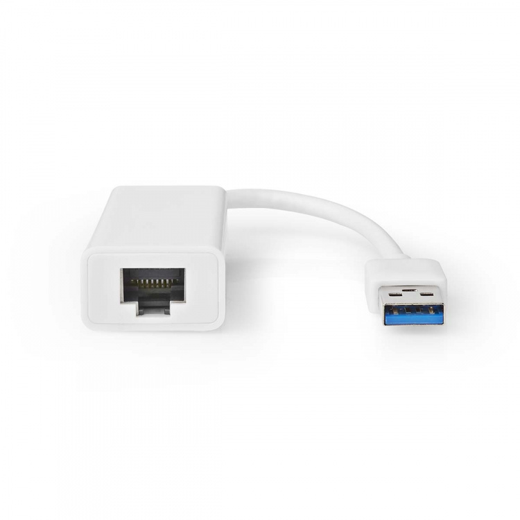 Nedis USB-nettverkskort | USB 3.2 Gen 1 | 1 Gbps | USB-A Han | RJ45 Hun | 0.20 m | Rund | Nikkel belagt | Bare kobber | Hvit | Boks