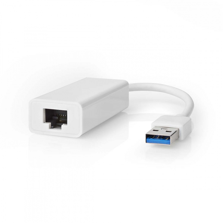 Nedis USB-nettverkskort | USB 3.2 Gen 1 | 1 Gbps | USB-A Han | RJ45 Hun | 0.20 m | Rund | Nikkel belagt | Bare kobber | Hvit | Boks