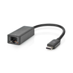 Nedis USB-nettverkskort | USB 3.2 Gen 1 | 2.5 Gbps | USB-C™ Hann | RJ45 Hun | 0.20 m | Rund | Nikkel belagt | Fortinnet Kobber | Sort | Boks