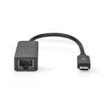 Nedis USB-nettverkskort | USB 3.2 Gen 1 | 2.5 Gbps | USB-C™ Hann | RJ45 Hun | 0.20 m | Rund | Nikkel belagt | Fortinnet Kobber | Sort | Boks