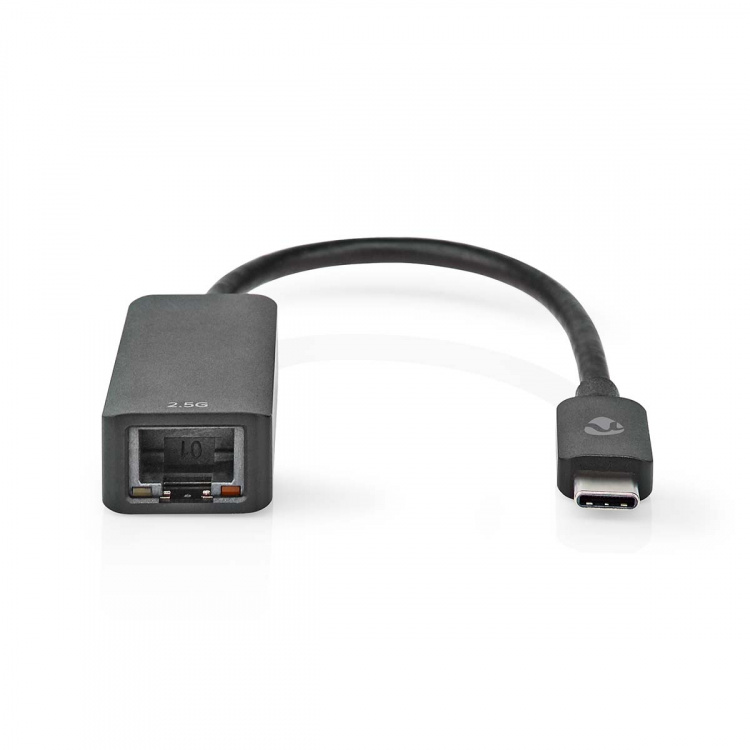Nedis USB-nettverkskort | USB 3.2 Gen 1 | 2.5 Gbps | USB-C™ Hann | RJ45 Hun | 0.20 m | Rund | Nikkel belagt | Fortinnet Kobber | Sort | Boks