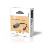 Nedis USB-nettverkskort | USB 3.2 Gen 1 | 2.5 Gbps | USB-C™ Hann | RJ45 Hun | 0.20 m | Rund | Nikkel belagt | Fortinnet Kobber | Sort | Boks