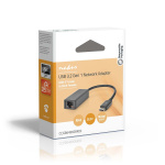 Nedis USB-nettverkskort | USB 3.2 Gen 1 | 2.5 Gbps | USB-C™ Hann | RJ45 Hun | 0.20 m | Rund | Nikkel belagt | Fortinnet Kobber | Sort | Boks
