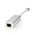 Nedis USB-nettverkskort | USB 3.2 Gen 1 | 1 Gbps | USB-A Han | RJ45 Hun | 0.20 m | Rund | Gull belagt | Bare kobber | Sølv | Deksel Vindusboks