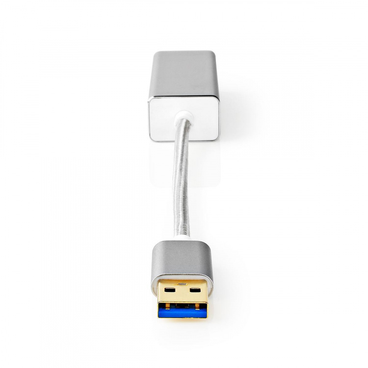 Nedis USB-nettverkskort | USB 3.2 Gen 1 | 1 Gbps | USB-A Han | RJ45 Hun | 0.20 m | Rund | Gull belagt | Bare kobber | Sølv | Deksel Vindusboks