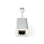 Nedis USB-nettverkskort | USB 3.2 Gen 1 | 1 Gbps | USB-A Han | RJ45 Hun | 0.20 m | Rund | Gull belagt | Bare kobber | Sølv | Deksel Vindusboks