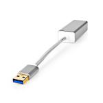 Nedis USB-nettverkskort | USB 3.2 Gen 1 | 1 Gbps | USB-A Han | RJ45 Hun | 0.20 m | Rund | Gull belagt | Bare kobber | Sølv | Deksel Vindusboks