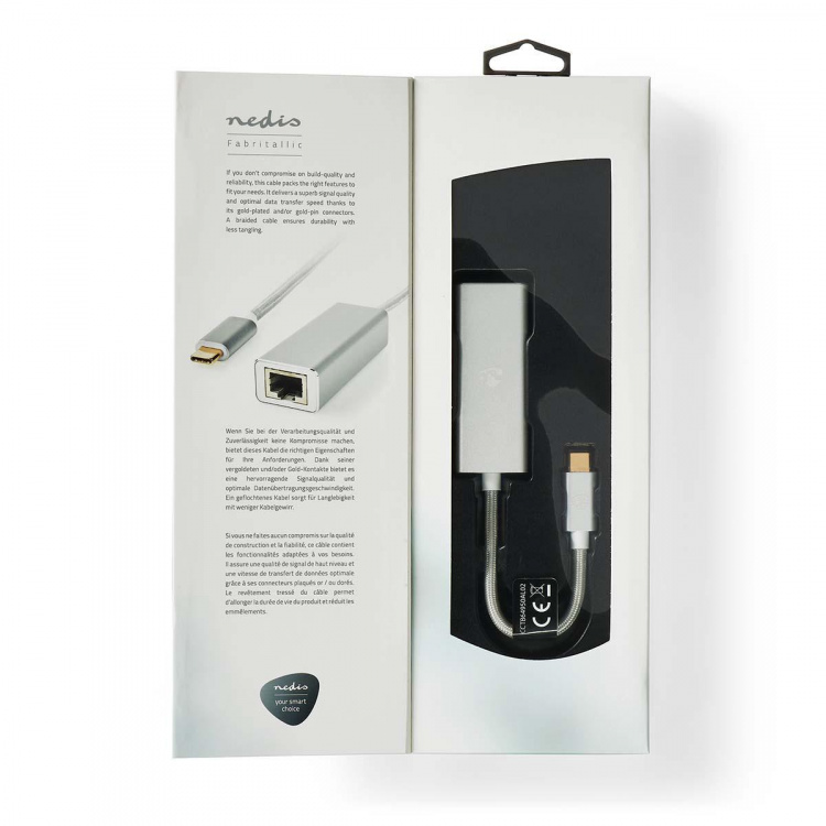 Nedis USB-nettverkskort | USB 3.2 Gen 1 | 1 Gbps | USB-C™ Hann | RJ45 Hun | 0.20 m | Rund | Gull belagt | Fortinnet Kobber | Sølv | Deksel Vindusboks Nedis USB-nettverkskort | USB 3.2 Gen 1 | 1 Gbps | USB-C™ Hann | RJ45 Hun | 0.20 m | Rund | Gull belagt | Fortinnet Kobber | Sølv | Deksel Vindusboks