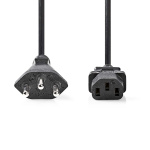 Nedis Strømkabel | CH type 12 | IEC-320-C13 | Rett | Rett | Nikkel belagt | 2.00 m | Rund | PVC | Sort | Label