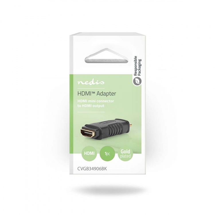 Nedis HDMI™ Adapter | HDMI ™ minikontakt | HDMI™ Output | Gull belagt | Rett | ABS | Sort | 1 stk. | Blister Nedis HDMI™ Adapter | HDMI ™ minikontakt | HDMI™ Output | Gull belagt | Rett | ABS | Sort | 1 stk. | Blister