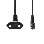 Nedis Strømkabel | Euro Hann | IEC-320-C7 | Vinklet | Vinklet Venstre | Nikkel belagt | 3.00 m | Rund | PVC | Sort | Boks