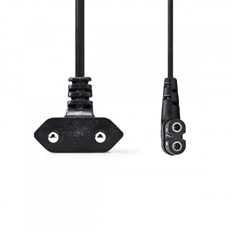 Nedis Strømkabel | Euro Hann | IEC-320-C7 | Vinklet | Vinklet Venstre | Nikkel belagt | 3.00 m | Rund | PVC | Sort | Boks