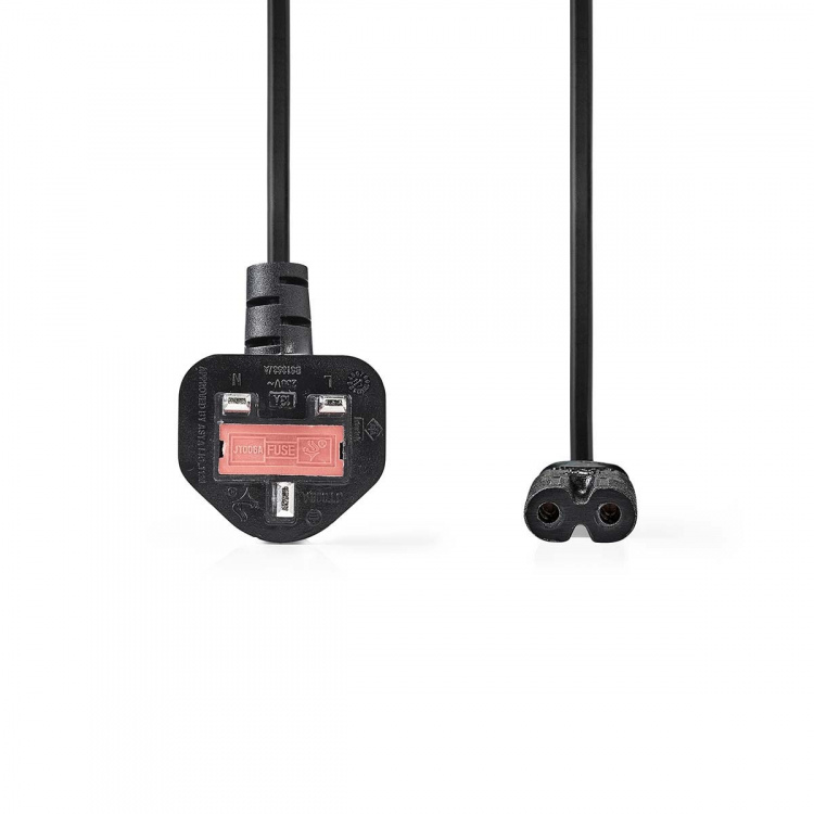 Nedis UK Strømkabel | UK Male | IEC-320-C7 | 5.00 m | Yes | 2 x 0.75 mm² | Kobber | Rund | Nikkel belagt | UK | PVC | Nettplugg: UK / Type G | 250 V AC | 3 A | Sort Nedis UK Strømkabel | UK Male | IEC-320-C7 | 5.00 m | Yes | 2 x 0.75 mm² | Kobber | Rund | Nikkel belagt | UK | PVC | Nettplugg: UK / Type G | 250 V AC | 3 A | Sort