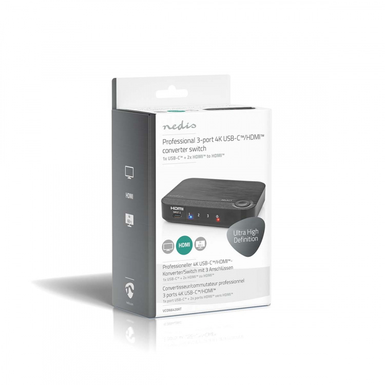 Nedis HDMI ™ Converter | 1x USB-C™ / 2x HDMI™ Input | 1x HDMI™ Output | 1-veis | 4K@60Hz | 18 Gbps | ABS | Antrasitt Nedis HDMI ™ Converter | 1x USB-C™ / 2x HDMI™ Input | 1x HDMI™ Output | 1-veis | 4K@60Hz | 18 Gbps | ABS | Antrasitt