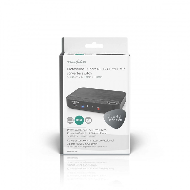Nedis HDMI ™ Converter | 1x USB-C™ / 2x HDMI™ Input | 1x HDMI™ Output | 1-veis | 4K@60Hz | 18 Gbps | ABS | Antrasitt Nedis HDMI ™ Converter | 1x USB-C™ / 2x HDMI™ Input | 1x HDMI™ Output | 1-veis | 4K@60Hz | 18 Gbps | ABS | Antrasitt
