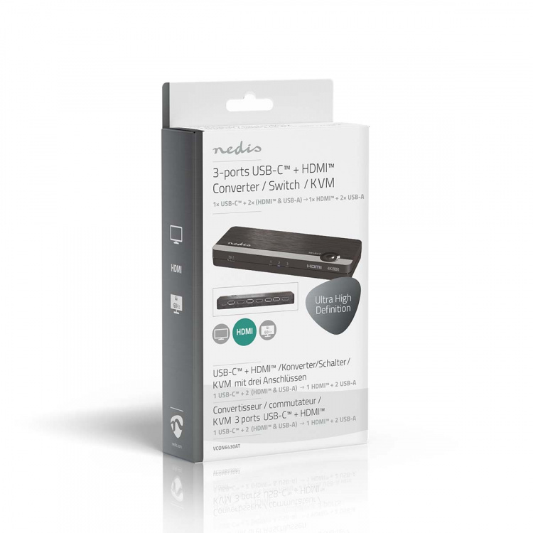 Nedis HDMI ™ Converter | USB-C™ Female / 2x HDMI™ Input / 4x USB A Female | 1x HDMI™ Output | 1-veis | 4K@60Hz | 18 Gbps | ABS | Antrasitt