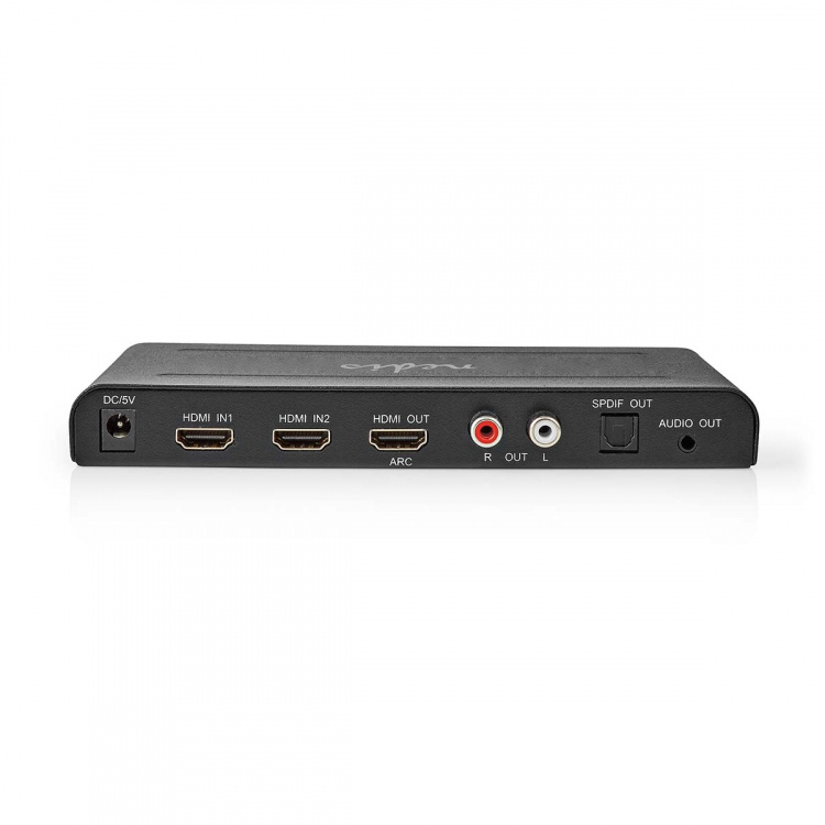 Nedis HDMI ™ Extractor | 2x HDMI™ Input | TosLink Female / 1x 3.5 mm / 1x HDMI™ Output / 2x RCA | Maksimum oppløsning: 4K@60Hz | 18 Gbps | Metall | Antrasitt | Boks