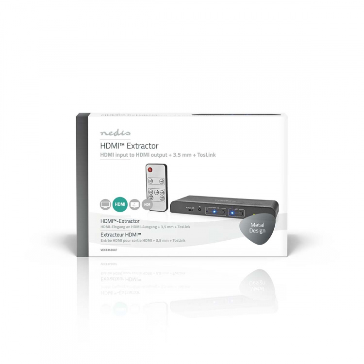 Nedis HDMI ™ Extractor | 2x HDMI™ Input | TosLink Female / 1x 3.5 mm / 1x HDMI™ Output / 2x RCA | Maksimum oppløsning: 4K@60Hz | 18 Gbps | Metall | Antrasitt | Boks