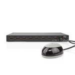 Nedis HDMI ™ Matrix Switch | 4 stk. 4-porters port(s) | DC Power / 1x RS232 / 4x HDMI™ Input | 4x HDMI™ Output | 4K@60Hz | 18 Gbps | Fjernstyrtkontrolert | Metall | Sort